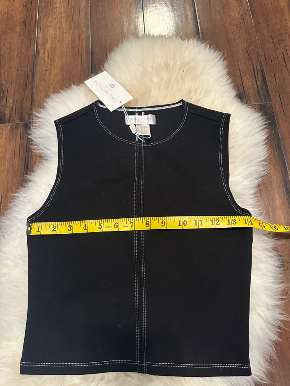 Caroline Constas Black Tank with White Contrast Stitching - Picture 2 of 8